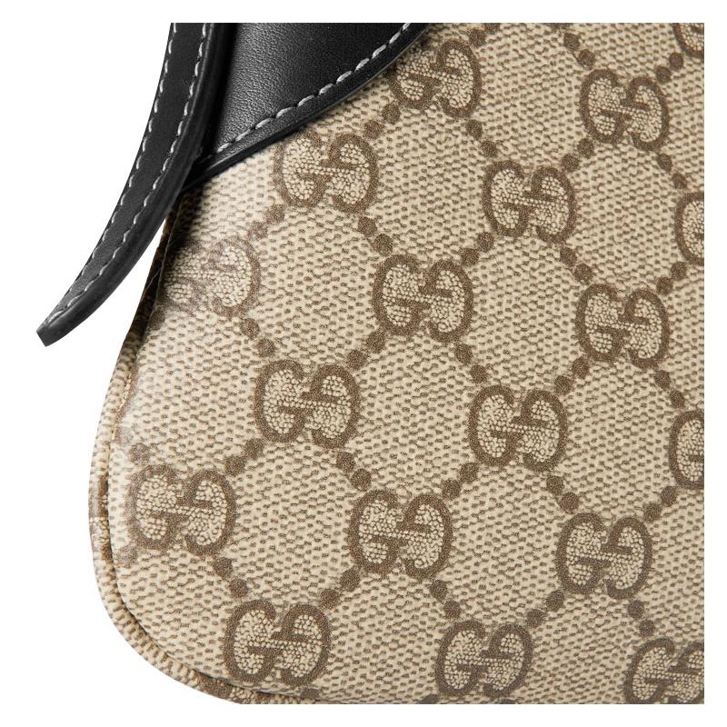 Gucci Сумка на плечо GG Emblem GG Emblem регулируемый ремень на молнии, покрытие из канваса и кожи, ручная сумка, супер мини, женская, черная