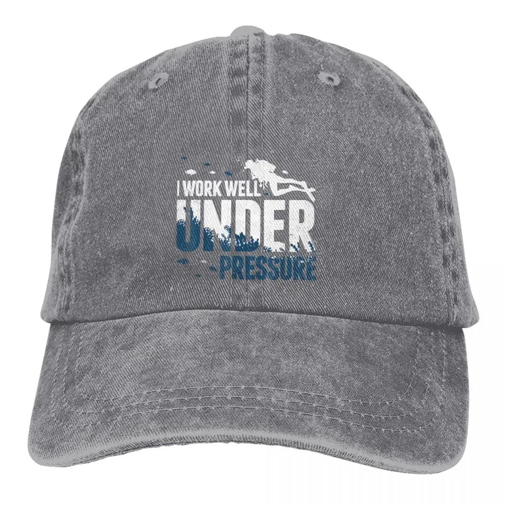 Стираная мужская бейсболка Diver I Work Well Under Pressure Кепка Trucker Snapback Ковбойская кепка Dad Hat Dive Scuba Diving Golf Hats