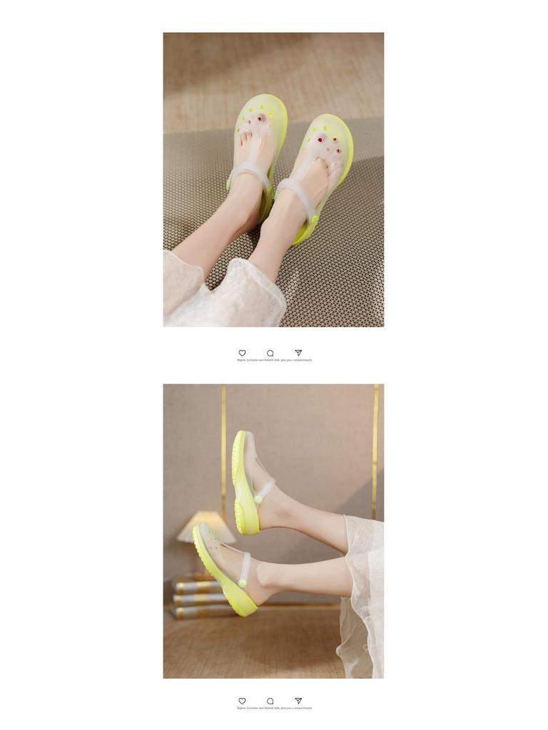 Женские прозрачные сандалии Мэри Джейн, лето 2025: Мягкая подошва, Нескользящие, Идеально для пляжа или сада