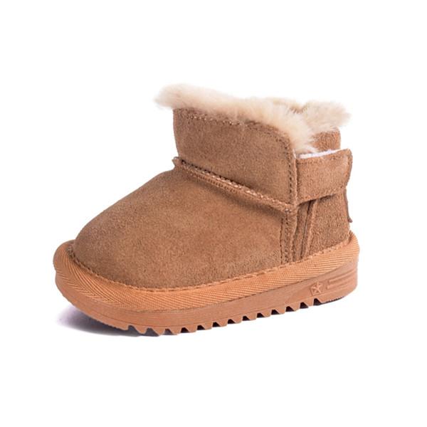 Winter Baby Snow Boots Leather Thick Plush Warm Toddler Kids Shoes Little Girls Boys Boots EU 15-25