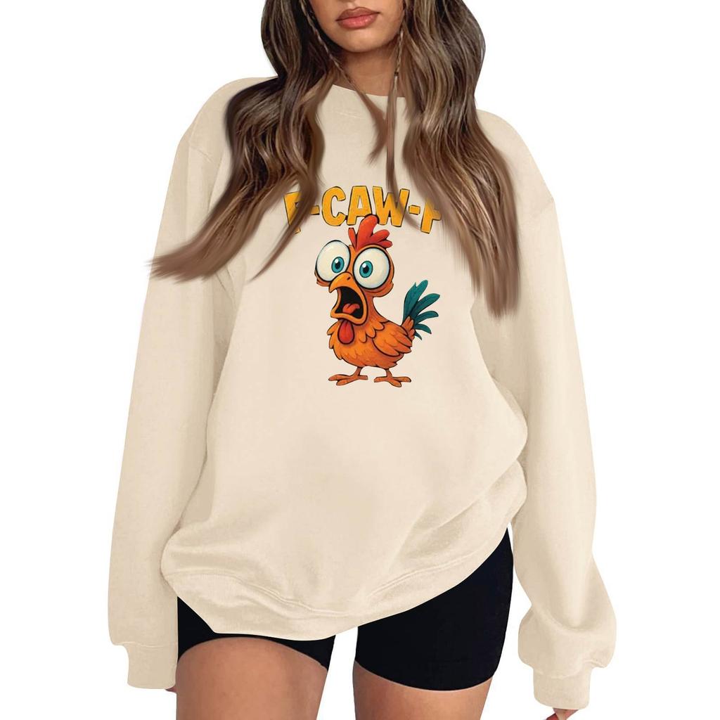 Women's Fashion Casual Round Neck Long Sleeve Top Printed Pullover Sweatshirt