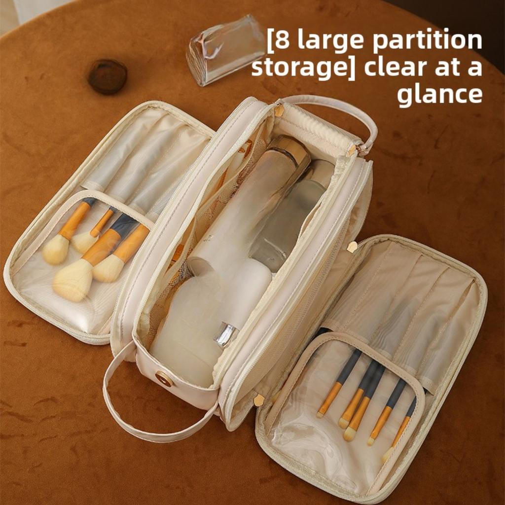 Женская многофункциональная косметичка - Большая вместительная портативная дорожная коробка для хранения косметики, В комплекте отделения для кистей и туалетных принадлежностей