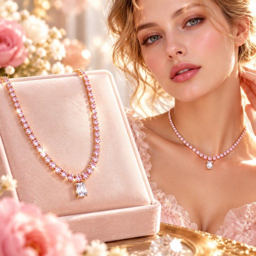 Lightweight Full Rhinestone Necklace Closely Set Rhinestone Minimalist Necklace Office
