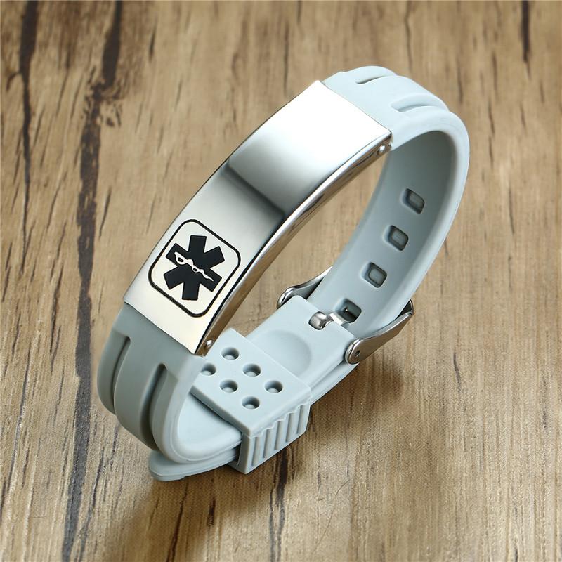 KOtik 2023, новые модные медицинские браслеты с гравировкой, персонализированные силиконовые браслеты из нержавеющей стали для