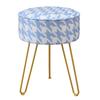 Vanity Stool Chair Round Ice Silk Fabric Ottoman Foot Rest for Makeup Room Living Room Bedroom