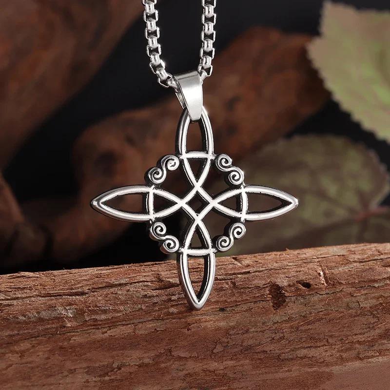 Stainless Steel Witchcraft Pentagram Necklace for Men Jewish Hebrew Four Letter Solomon Pendant Rune Amulet Jewelry