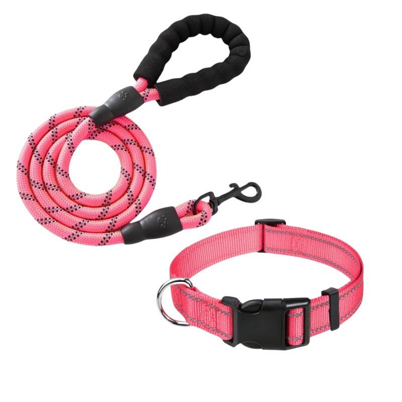 Dog Leash with Collar, Durable Retractable P-Rope Lead for Medium Large Dogs, Heavy Duty Walking Training Leash