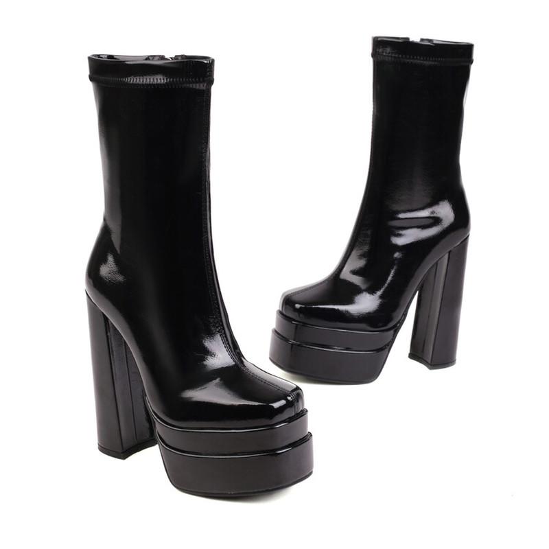 Женская осенняя обувь, ботильоны, современные ботинки из тончайшего волокна, эластичные ботинки на очень высоком каблуке с боковой молнией