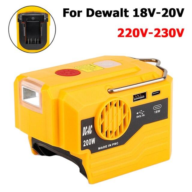 Переменный ток 220 В Для Makita/Ryobi/Bosch/Dewalt/Milwaukee 18 В Литиевая батарея Наружный инверторный генератор 200 Вт Инверторная мощность Светодиод
