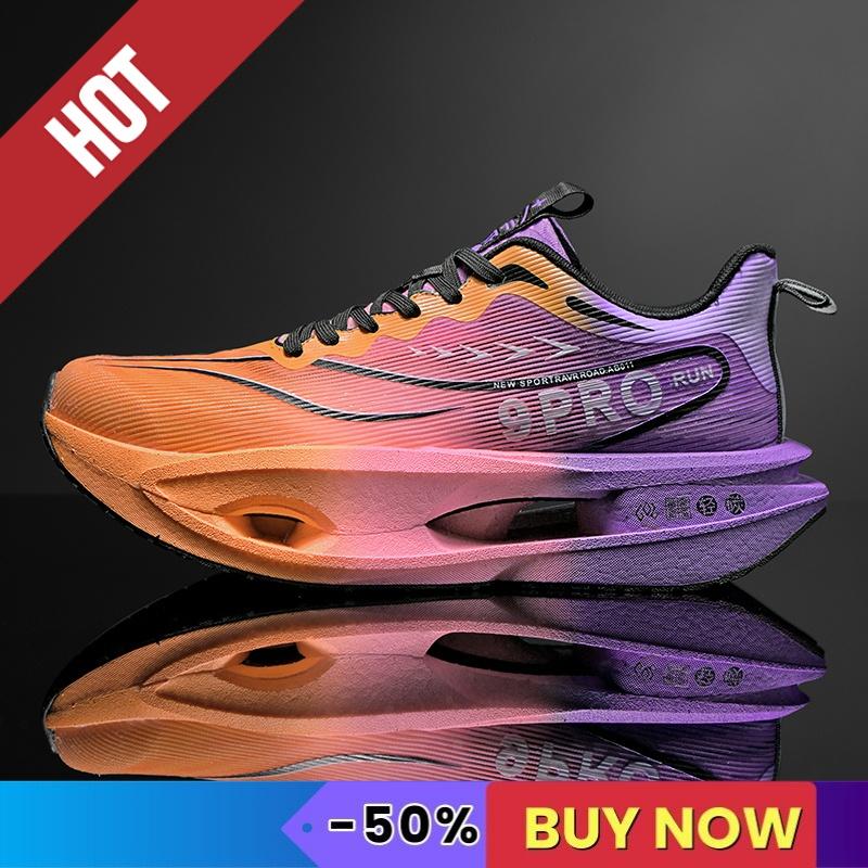 Спортивные кроссовки для бега Мужские марафонки Дышащие Удобные Брендовые Трендовые Женские Атлетические Уличные Кроссовки для Забегов Карбоновая Пластина