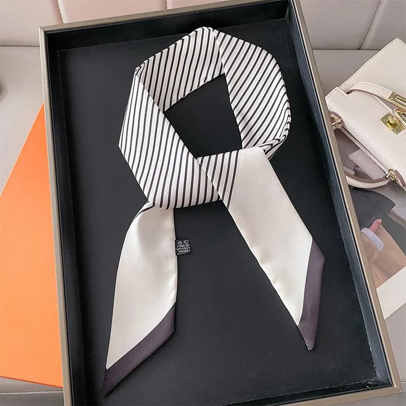 Fashion Skinny Silk Scarf for Women Fashion Hair Ribbons Headbands Bandana Female Bag Wrist Wrap Neckerchief Foulard Neck Ties
