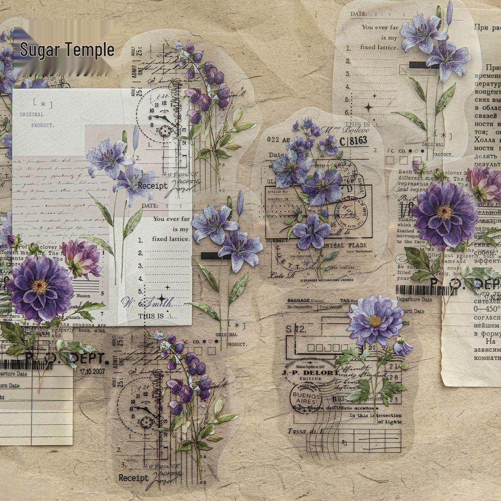 Набор наклеек с белыми чернилами Tang Shi: Ретро Цветочный Пейзаж, Серия «Дневник Калейдоскопа», 10 Листов в Упаковке, 6 Дизайнов