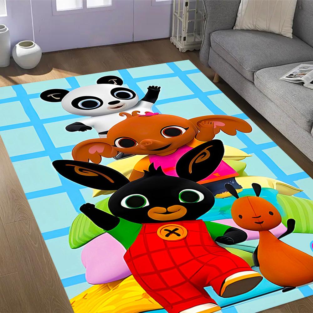 Bing Bunny And Friends Themed Anti-Slip Rugs - Polyester Home Decor, Suitable for Bedrooms, Living Rooms, Doorways, Studios, and Decorations