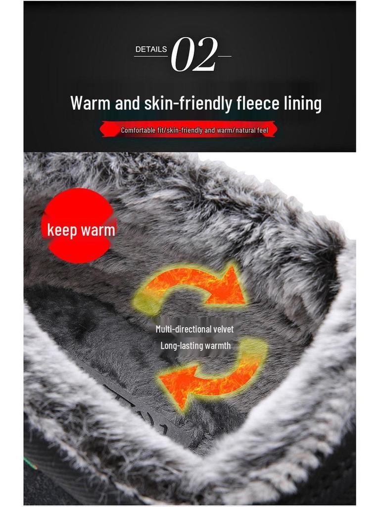 Men's Winter Non-Slip Velvet-Lined Old Beijing Cotton Shoes for Middle-Aged and Elderly