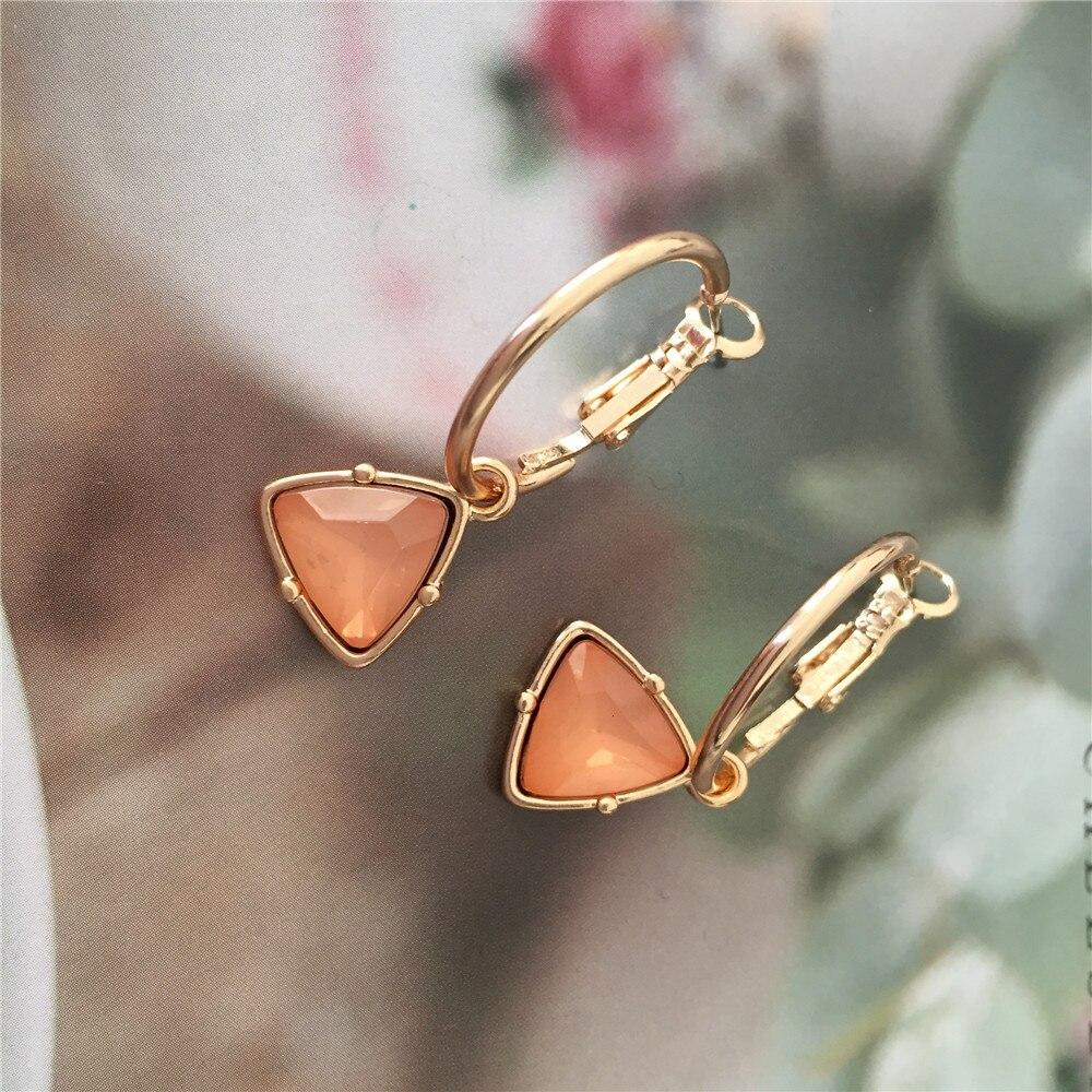 Корея Новая мода женские серьги-кольца с подвеской в виде кошачьего глаза и камнями-треугольниками маленькие простые темпераментные женские свадебные украшения