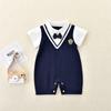 Летний ромпер для мальчика с галстуком-бабочкой в стиле преппи - Комбинезон с коротким рукавом в стиле джентльмена для годовалого малыша