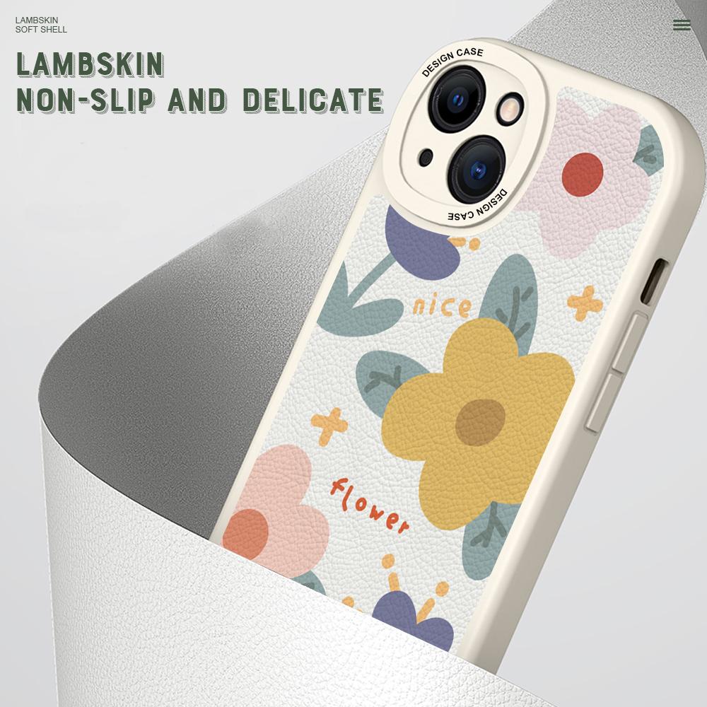 Girls Lovely Slim Cartoon Beautiful Flowers Leather Back Casing PU Leather Cover Phone Case for OPPO Reno Realme OnePlus