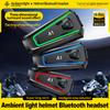 Беспроводная Bluetooth-гарнитура для мотоциклетного шлема с подсветкой, интерком для езды на мотоцикле, наушник, совместимый с полнолицевым, полулицевым и трехчетвертным мотошлемом