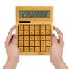 Multifunctional Bamboo Electronic Calculator Counter 12 Digits Solar & Battery Dual Powered for