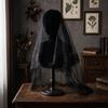 Черно-белый свадебный veil на Хэллоуин, двухслойный, с кружевом и тюлем, veil призрачной невесты, для костюмированной вечеринки