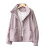 Womens Korean Style Loose Casual Stand Collar Short Jacket Lightweight Outerwear