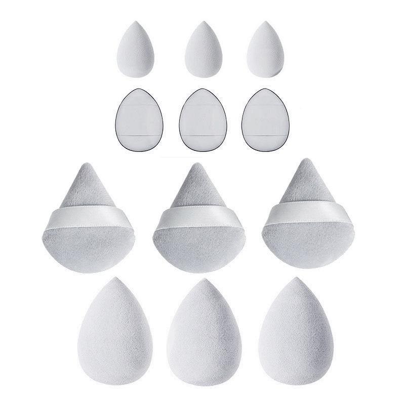 12Pcs/Bag All-Purpose Makeup Sponge Set Made of 3 Loose Powder Puffs 3 Mini Air Cushion Puffs 3 Beauty Eggs and Mini Beauty Tool
