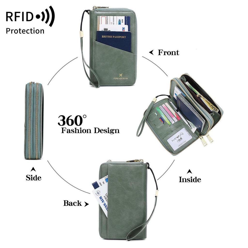 Многофункциональная RFID-сумка через плечо для паспорта с защитой от кражи и двойной молнией