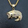 Hip Hop Ice Out Bling Fish Pendant Gold Color Stainless Steel Ocean Animal Necklace For Woman/Men Cute Fashion Jewelry Gift