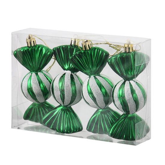 4 шт. Рождественские украшения из конфет, блестящие подвесные украшения из конфет, яркие цветные конфетные подвески для украшения рождественской елки