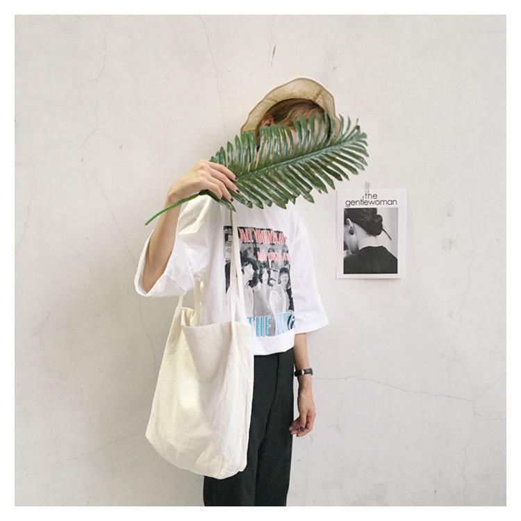 Women Cotton Linen Shoulder Bag Simple Washed Canvas Handbag Solid Tote Lady Eco Shopping Bag Female Shopper Cloth Fabric Purse