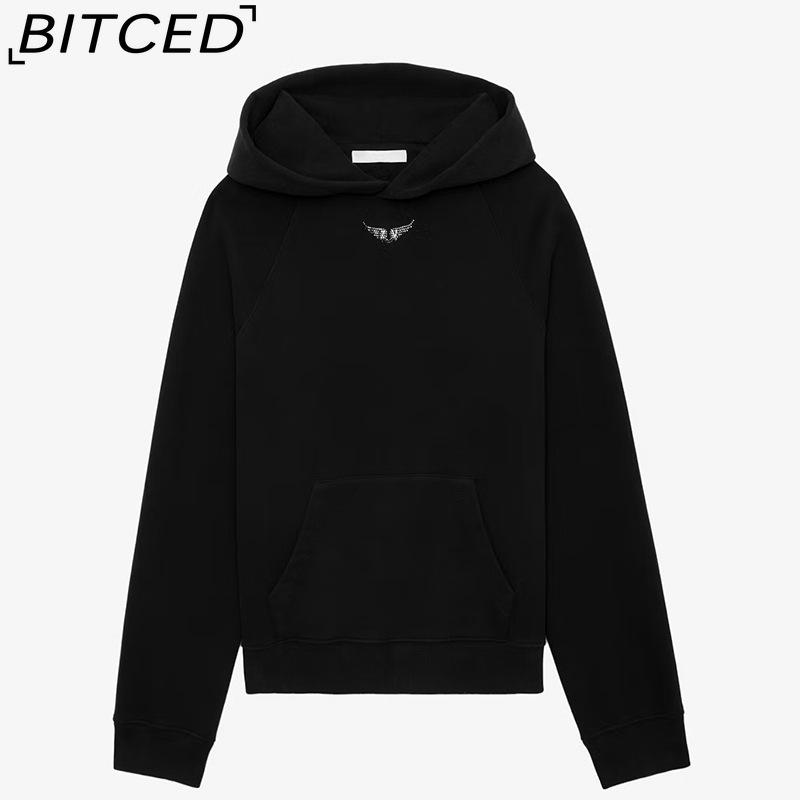 BITCED Женская черная толстовка с капюшоном и принтом, осенне-зимняя