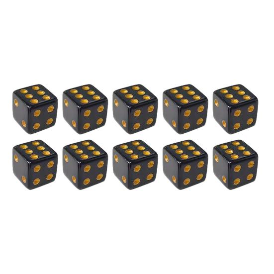 Black Gaming Dice 5/10/15Pcs 16mm with Golden Dots, 6-Sided Acrylic Durable Set Set, Classic Tabletop Board Game Accessories Portable