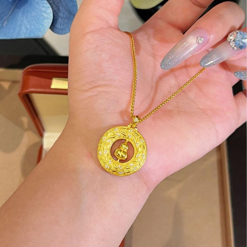 Sui Sui Ping An Rotating Gourd Necklace Real Gold Electroplating National Style Wheat Sui Pendant Necklace