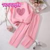 Children's Wear 2024 New Gilrs Autumn and Winter Love Long Sleeve Sweat Trousers Casual Two-Piece Suit for Girls