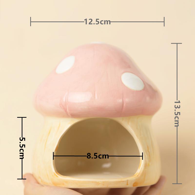 Cute Ceramic Mushroom House Pet Items Hamster Cage Small Pet Bowl For Rabbit Ferret Rat Chinchilla Hedgehog Pet Products