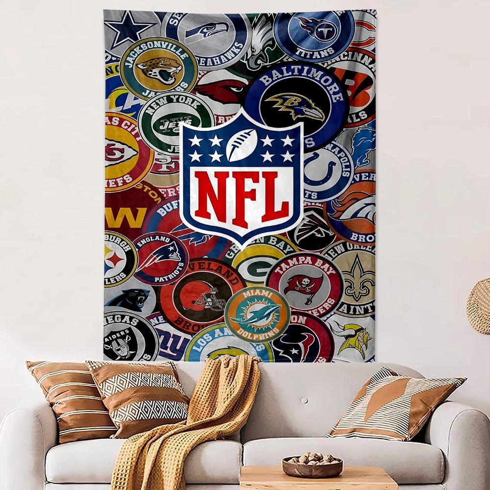 Vertical Tapestry NFL Shield Logo All Team Logos Collage Wall Hanging Football Fan Dorm Gift