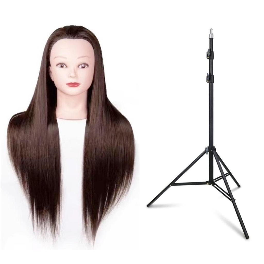 Манекен-голова для плетения и укладки с прямой челкой – Подходит для завивки, окрашивания и идеален для парикмахерской практики и стрижки.