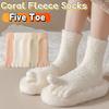 Winter Five Toe Plush Socks Mid Tube Floor Socks Women Five Toe Fleece Socks  For Female Men