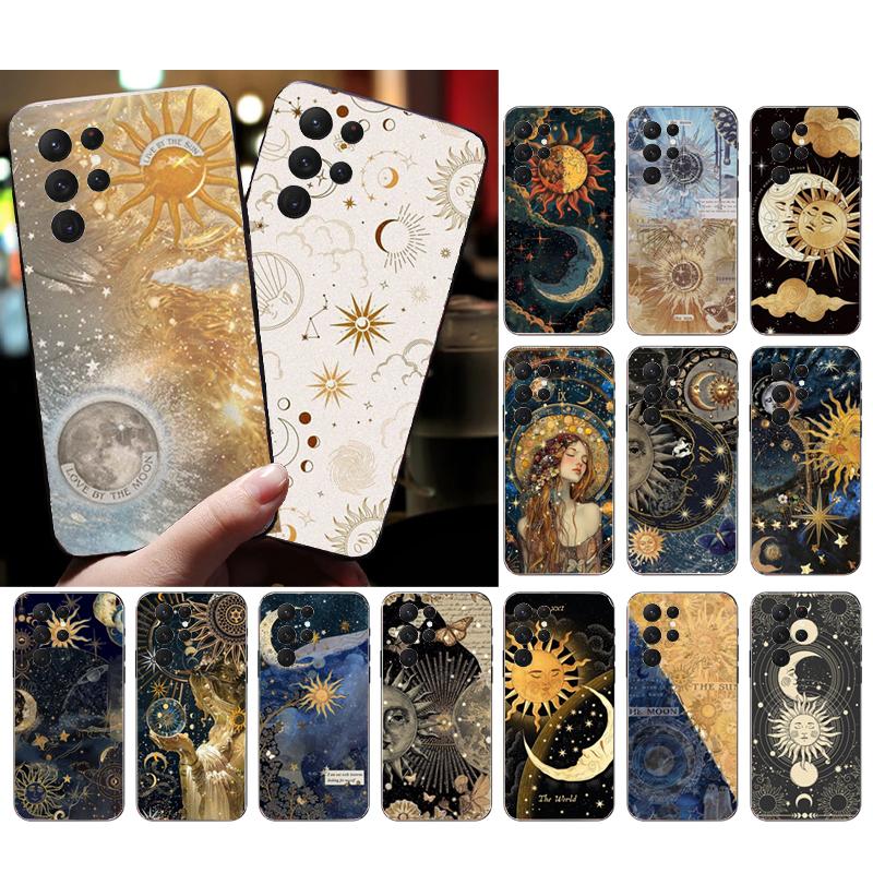 Эстетичный чехол для телефона Луна и Солнце Для Samsung Galaxy S25 S24 S23 S22 S21 Ultra S24 S23 S22 S21 S25 Plus S24 S25 FE