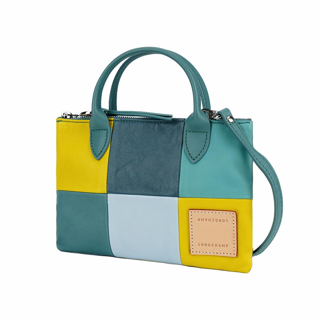 Longchamp Le Pliage Re-Play Brand Logo Zipper Closure Metis Lambskin Mini Shoulder Crossbody Handbag Women handbag Light-Green Gray 10294HGBP93