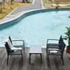 Outdoor Lounge Set. 4-Piece with 1 Coffee Table, 2 Garden Chairs, and 1 Metal Bench. Black