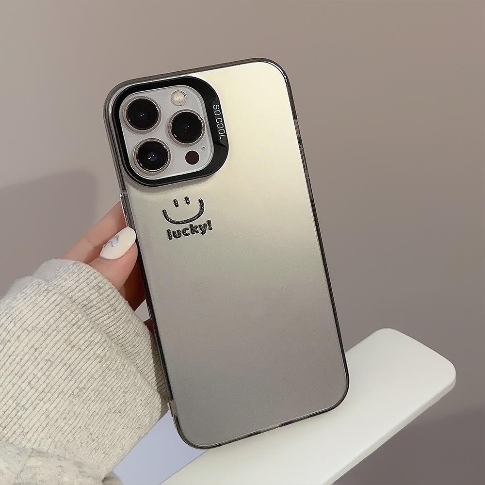 Electroplated smiley face iPhone 16 case suitable for 15 Pro Max, 12, Apple 13, high-end feel, 17 shockproof, 14 personalized