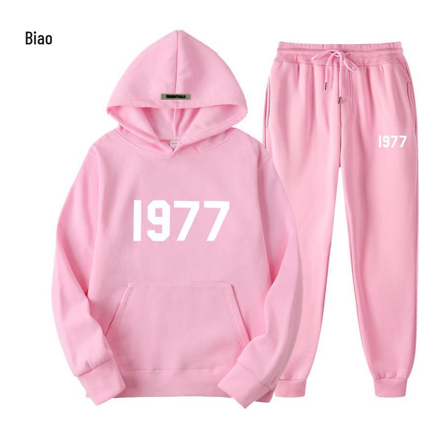 ESSENTIALS 1977 Модный флисовый комплект с худи - Унисекс Свободный крой Свитшот