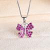 Romantic Rose Red Zircon Butterfly Pendant Necklace for Women Fashion Silver Color Necklace Choker Engagement Jewelry Gifts