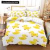 Yellow Duck Bedding Set Single Twin Full Queen King Size Little Duck Bed Set Aldult Kid Bedroom Duvetcover Sets 3D Print 015