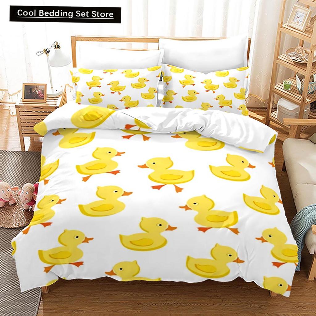 Yellow Duck Bedding Set Single Twin Full Queen King Size Little Duck Bed Set Aldult Kid Bedroom Duvetcover Sets 3D Print 015
