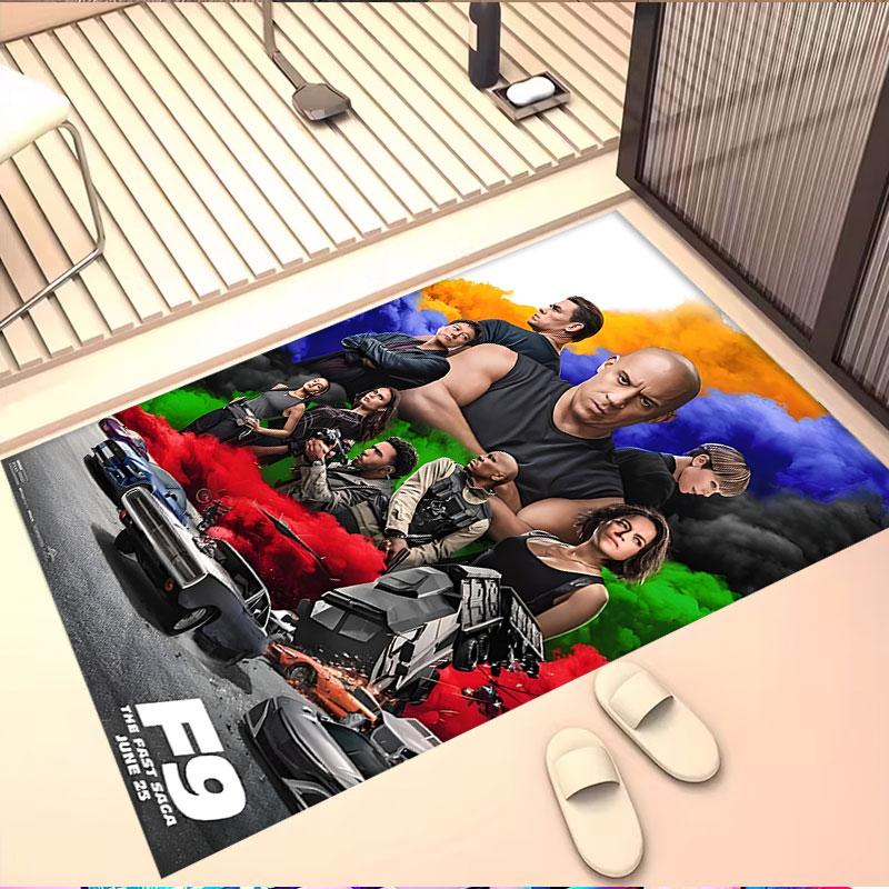 Fast & Furious Print Rug, Washable Floor Carpet, For Entryway Dorm Laundry Room Office Study, Home Decor Birthday Christmas Gift