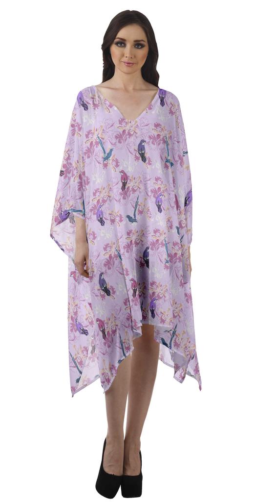 Moomaya Georgette Short Caftan Midi Dress Beach Swimwear Cover Up Womens