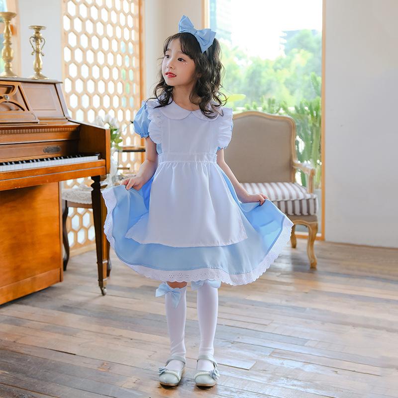 Amazon Alice Kids Show Dress Maid Dress Halloween Girl Dress Princess Lolita Dress cos