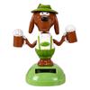 Car Ornament Dashboard Shaking Head Dolls Solar Swing Dog Bobble Head Doll Solar Power Beer Dog